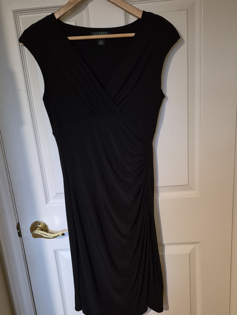 Ralph Lauren Black Sleeveless Faux-Wrap Dress Size 4